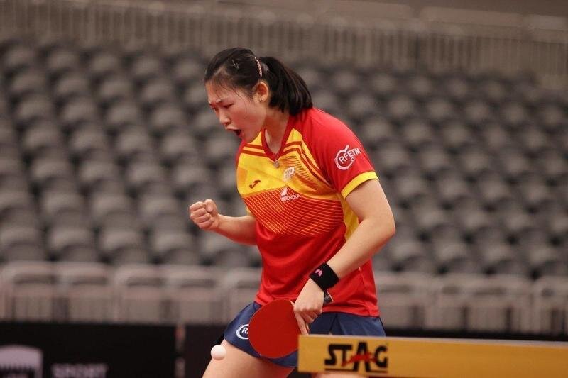  María Xiao celebrando un punto en el Preolímpico Mundial 