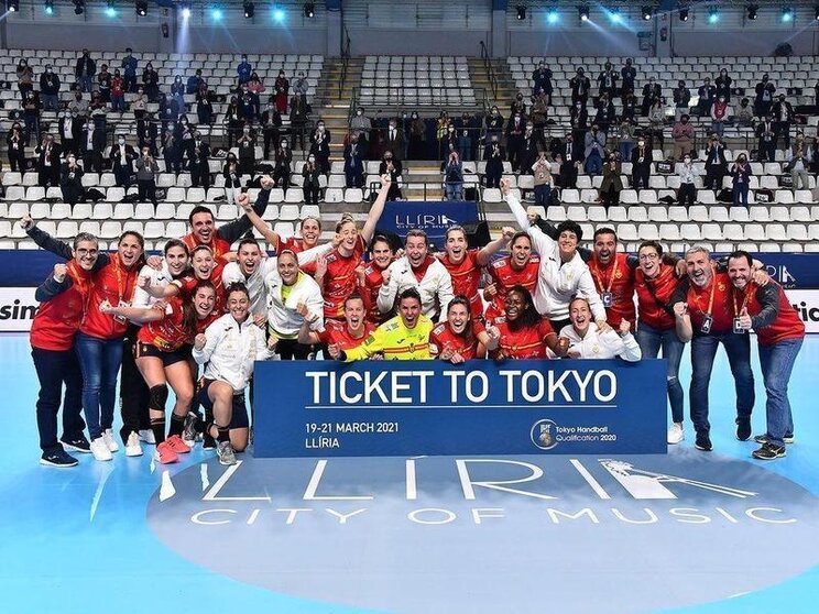  Celebración de 'Las Guerreras' en la consecución de su billete a Tokio 2021 