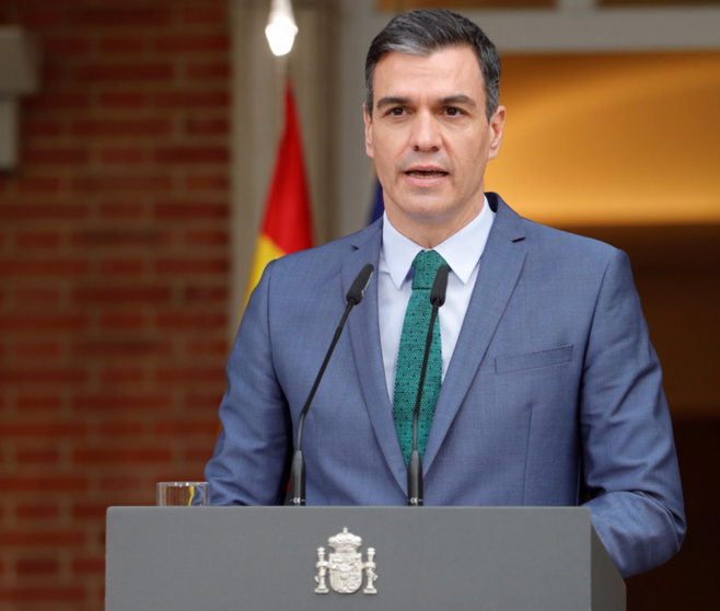  El presidente del Gobierno, Pedro Sánchez, comparece ante los medios para informar sobre los cambios en el Ejecutivo, en Madrid (España), a 30 de marzo de 2021. La salida del vicepresidente segundo del Gobierno ha provocado la llegada tanto de una nueva v - EUROPA PRESS/J. Hellín. POOL - Europa Press 