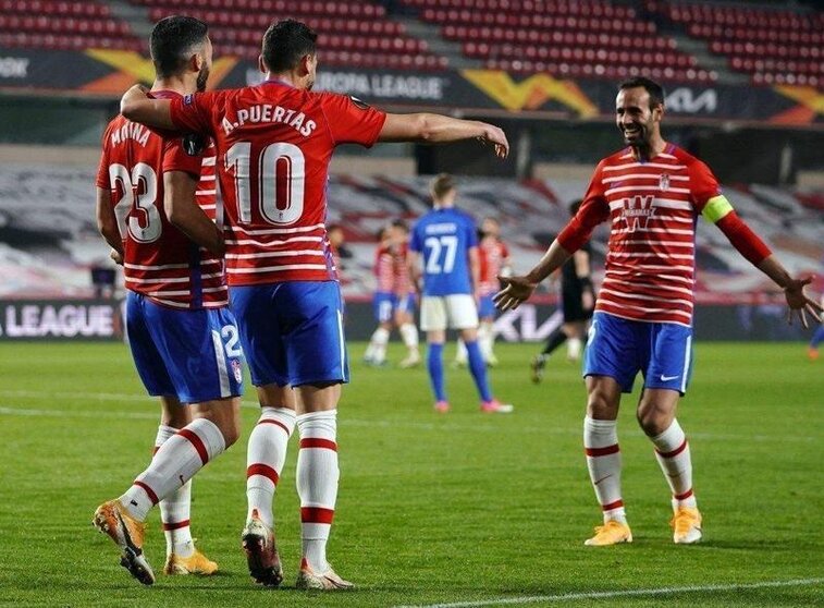  Celebración del Granada en los octavos de final de la Europa League 