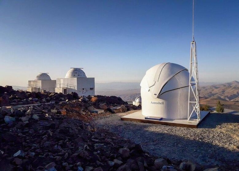 The new Test-Bed Telescope 2, a European Space Agency telescope, is housed inside the shiny white dome shown in this picture, at ESO’s La Silla Observatory in Chile. The telescope has now started operations and will assist its northern-hemisphere twin in protecting us from potentially hazardous, near-Earth objects.
 The domes of ESO's 0.5 m and the Danish 0.5 m telescopes are visible in the background of this image.