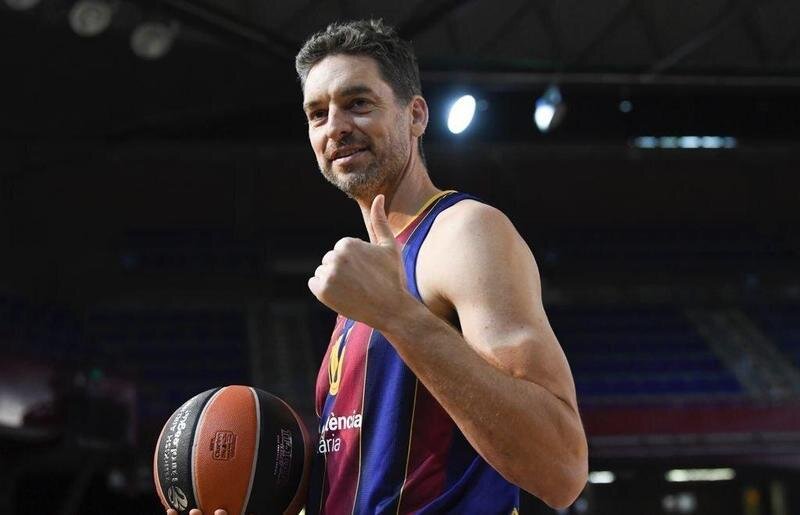 <p> Pau Gasol en la presentación de su vuelta al Barcelona </p>