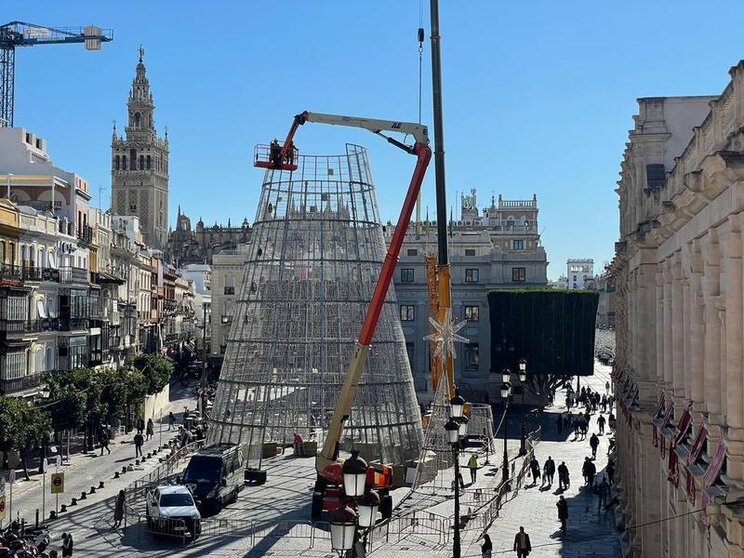 <p> Montaje árbol plaza San Francisco Sevilla - Ximenez </p>