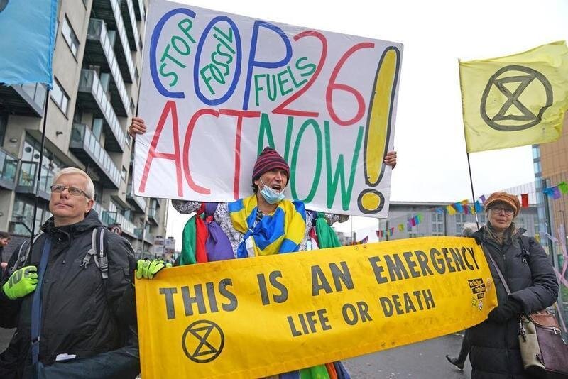 <p> Protestas en Reino Unido contra el COP26 </p>