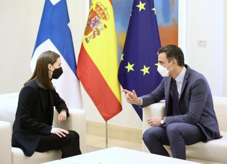 <p> La primera ministra de la República de Finlandia, Sanna Marin, y el presidente del Gobierno, Pedro Sánchez </p>