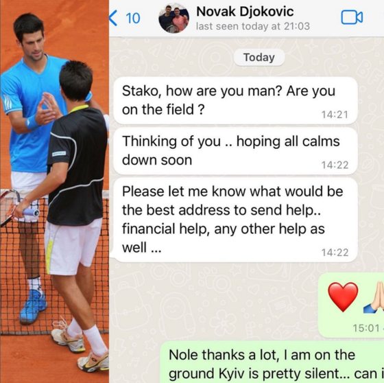 <p> La conversación de Novak Djokovic con Stahkovsky </p>