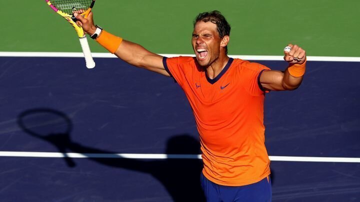 <p> Rafa Nadal tras remontar a Sebastian Korda en Indian Wells </p>