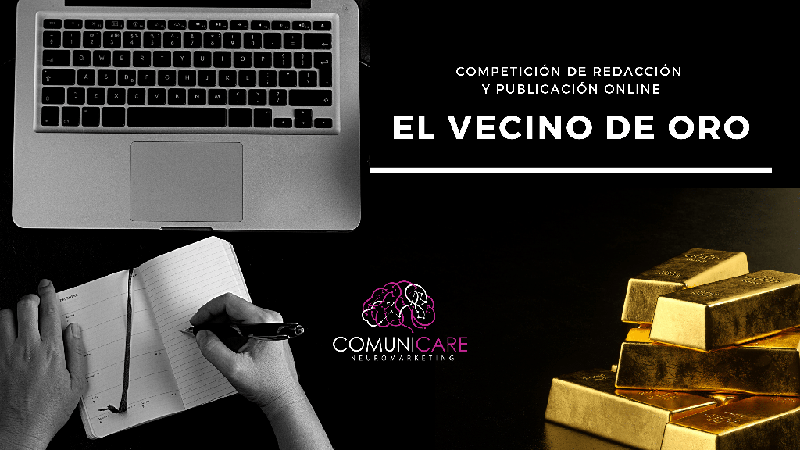 <p> El cartel del concurso 'El Vecino de Oro'. Fuente: Comunicare </p>