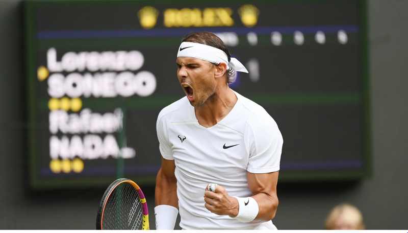 <p> Nadal tras vencer a Sonego </p>