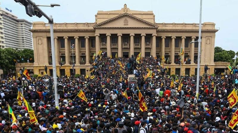 <p> Manifestaciones en Sri Lanka </p>