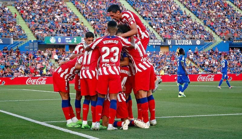 <p> Celebración del Atlético de Madrid contra el Getafe en el debut liguero. Página Oficial Atlético de Madrid </p>