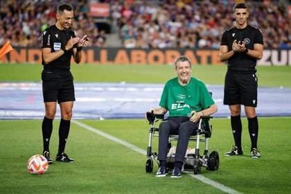 <p> Juan Carlos Unzué ayer en el Camp Nou - EP </p>