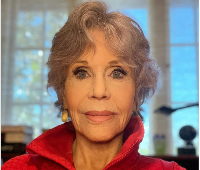 <p> Jane Fonda en la publicación del anuncio del cáncer </p>