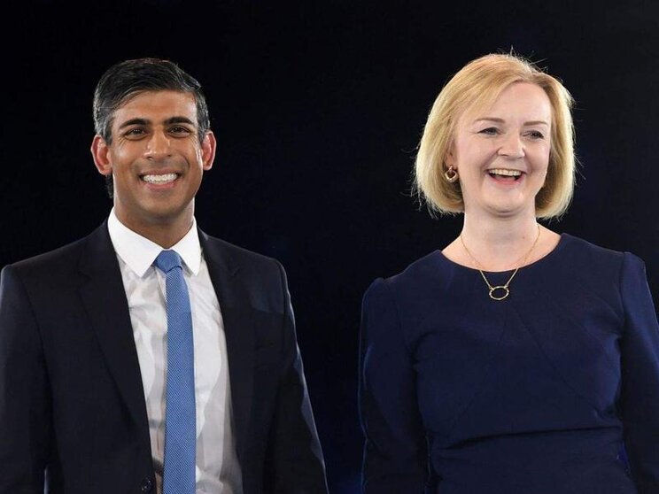 <p> Rishi Sunak junto a Liz Truss </p>