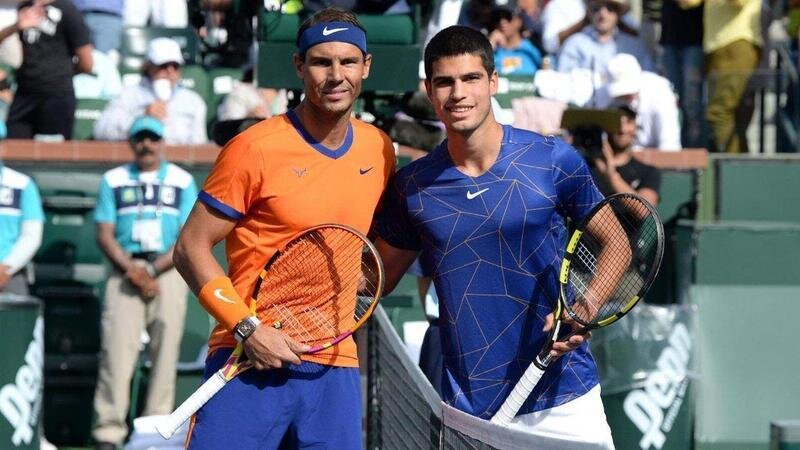 <p> Rafa Nadal y Carlos Alcaraz </p>