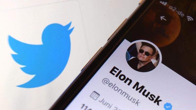  El logo de Twitter junto a la cuenta verificada de Elon Musk 