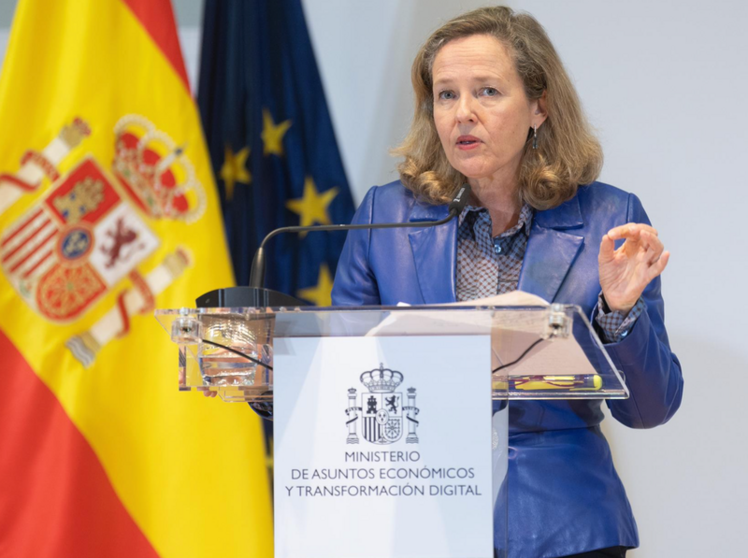  La vicepresidenta primera y ministra de Asuntos Económicos y Transformación Digital, Nadia Calviño, comparece tras su reunión con el comisario europeo de Mercado Interior, en la sede del Ministerio, a 9 de enero de 2023, en Madrid (España). El comisario d - Eduardo Parra - Europa Press 