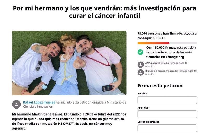  Más de 78.000 personas piden en 'Change.Org' más investigación contra el cáncer infantil 