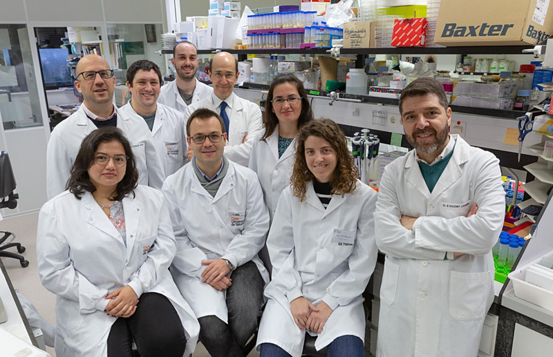  Shruthi Narayanana, Mariano Ponz Sarvise, Haritz Moreno, Rodrigo Entrialgo, Fernando Lecanda, Elizabeth Guruceaga, Iker Feliu, Irati Macaya y Silvestre Vicent, investigadores del Cima Universidad de Navarra. - CIMA 