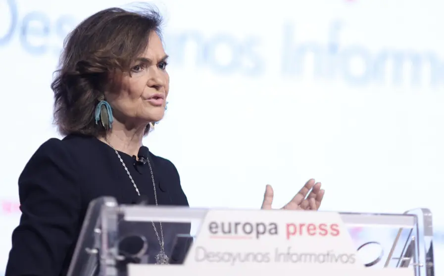  Archivo - La ex vicepresidenta Carmen Calvo interviene en un Desayuno Informativo de Europa Press - Eduardo Parra - Europa Press - Archivo 