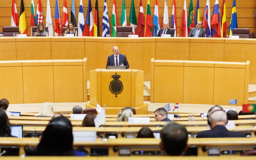  El presidente del Senado, Pedro Rollán, clausura la reunión de presidentes de la COSAC en el Senado, a 18 de septiembre de 2023, en Madrid (España). Los presidentes de la Conferencia de Órganos Especializados en Asuntos Europeos (COSAC) han participado en - Eduardo Parra - Europa Press 