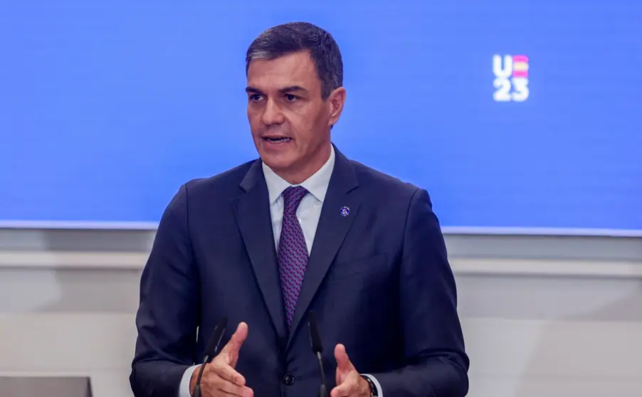  El presidente del Gobierno en funciones, Pedro Sánchez, presenta la propuesta estratégica de la Presidencia española de la UE, en la sede de la Confederación Española de Organizaciones Empresariales (CEOE), a 15 de septiembre de 2023, en Madrid (España). - Ricardo Rubio - Europa Press 