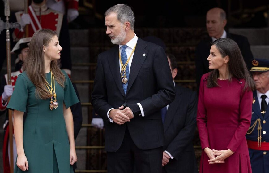  (I-D) La princesa Leonor; el Rey Felipe VI y la Reina Letizia a su salida de la Solemne Sesión de Apertura de las Cortes Generales de la XV Legislatura, en el Congreso de los Diputados, a 29 de noviembre de 2023, en Madrid (España). - Eduardo Parra - Europa Press 