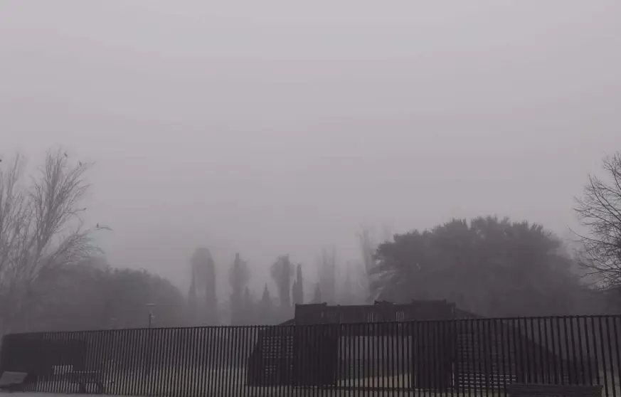  Parque de Juan Pablo II, en el Bulevar, cubierto por la niebla. - EUROPA PRESS 