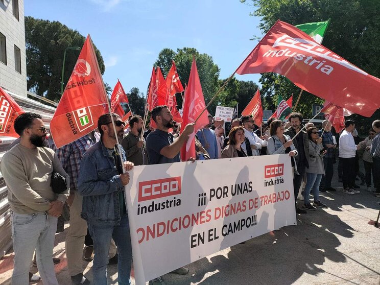  CCOO se concentra para exigir a la patronal del campo que aplique la subida del SMI 