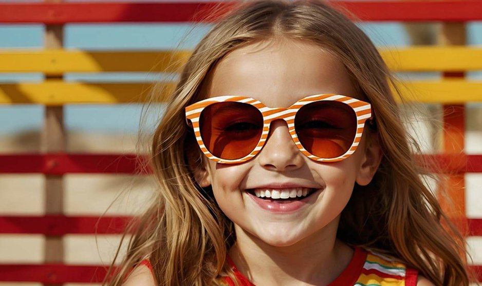  Una niña ataviada con unas gafas sol. 