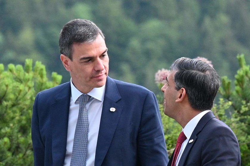  El presidente del Gobierno, Pedro Sánchez, en la Cumbre sobre la Paz en Ucrania, este domingo 