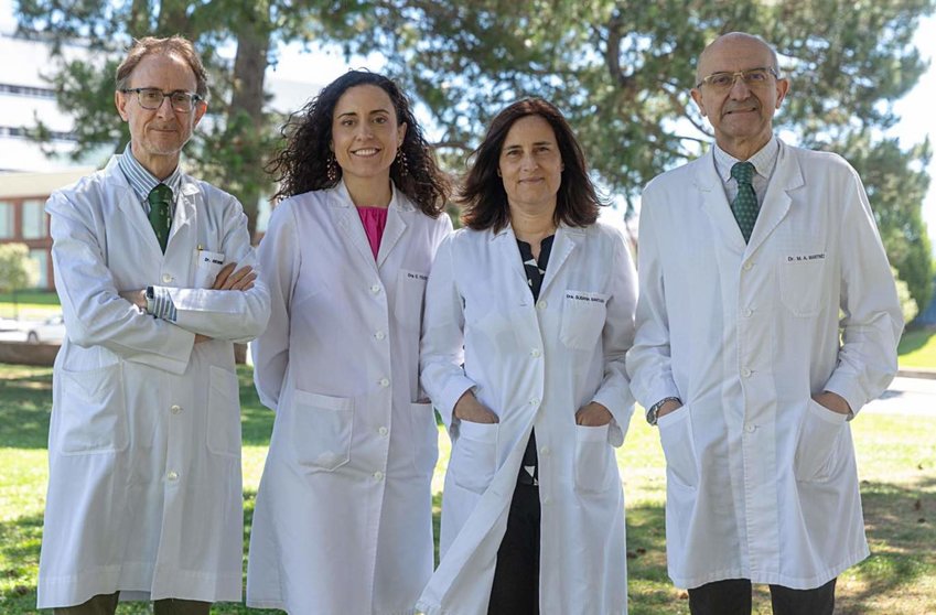  El equipo de investigación de la Universidad de Navarra. De izquierda a derecha, José Manuel Aramendía, Estefanía Toledo, Susana Santiago y Miguel Ángel Martínez. - CUN 