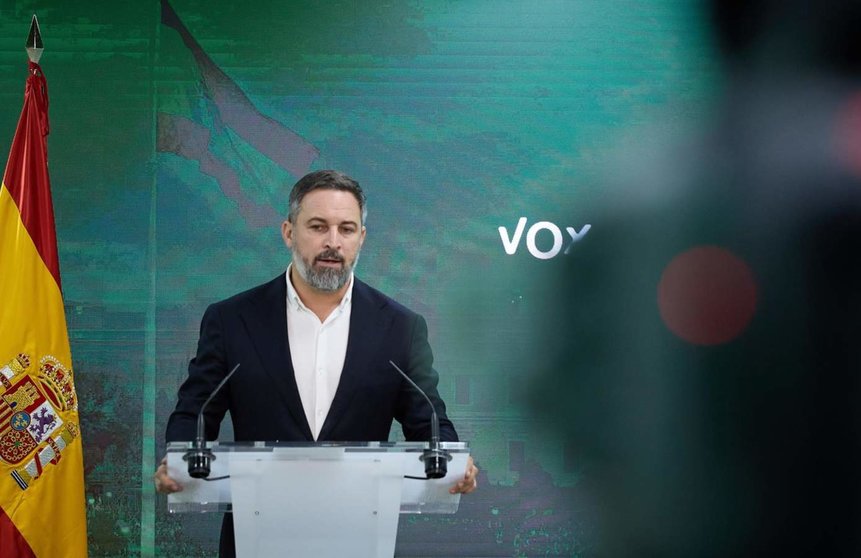  Archivo - El presidente de Vox, Santiago Abascal, ofrece una rueda de prensa tras la reunión del Comité de Acción Política de Vox, en la sede Nacional de Vox, a 13 de noviembre de 2023, en Madrid (España). Durante la rueda de prensa, Abascal ha afirmado q - Jesús Hellín - Europa Press - Archivo 