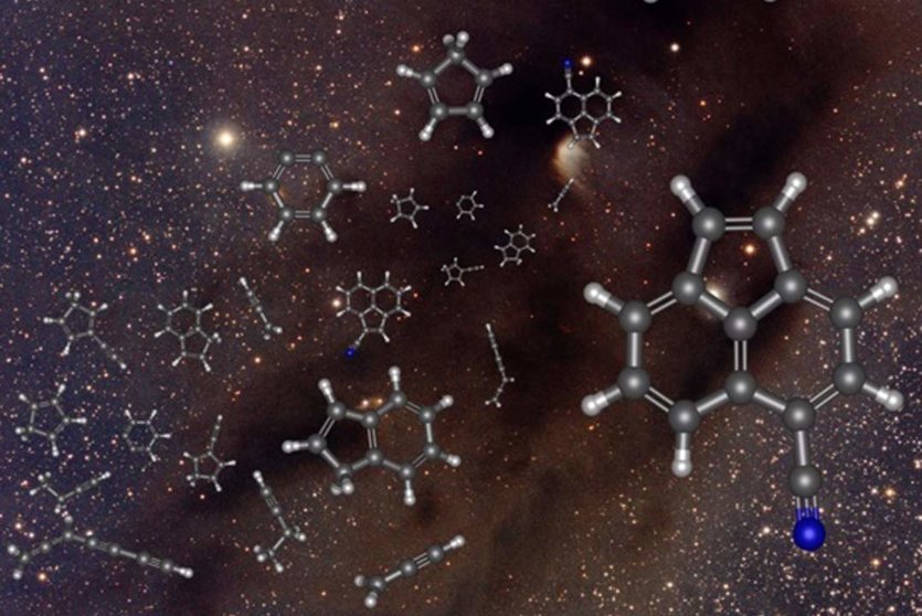  Representación artística de las moléculas halladas en el espacio - CSIC//IFF 