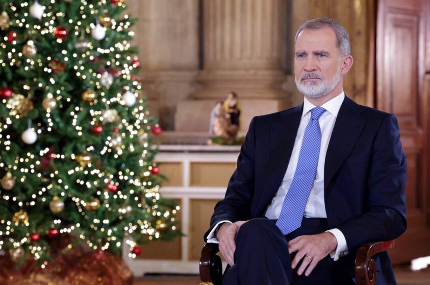  El Rey Felipe VI durante el tradicional Mensaje de Navidad en el Palacio Real. - CASA DE S.M. EL REY 